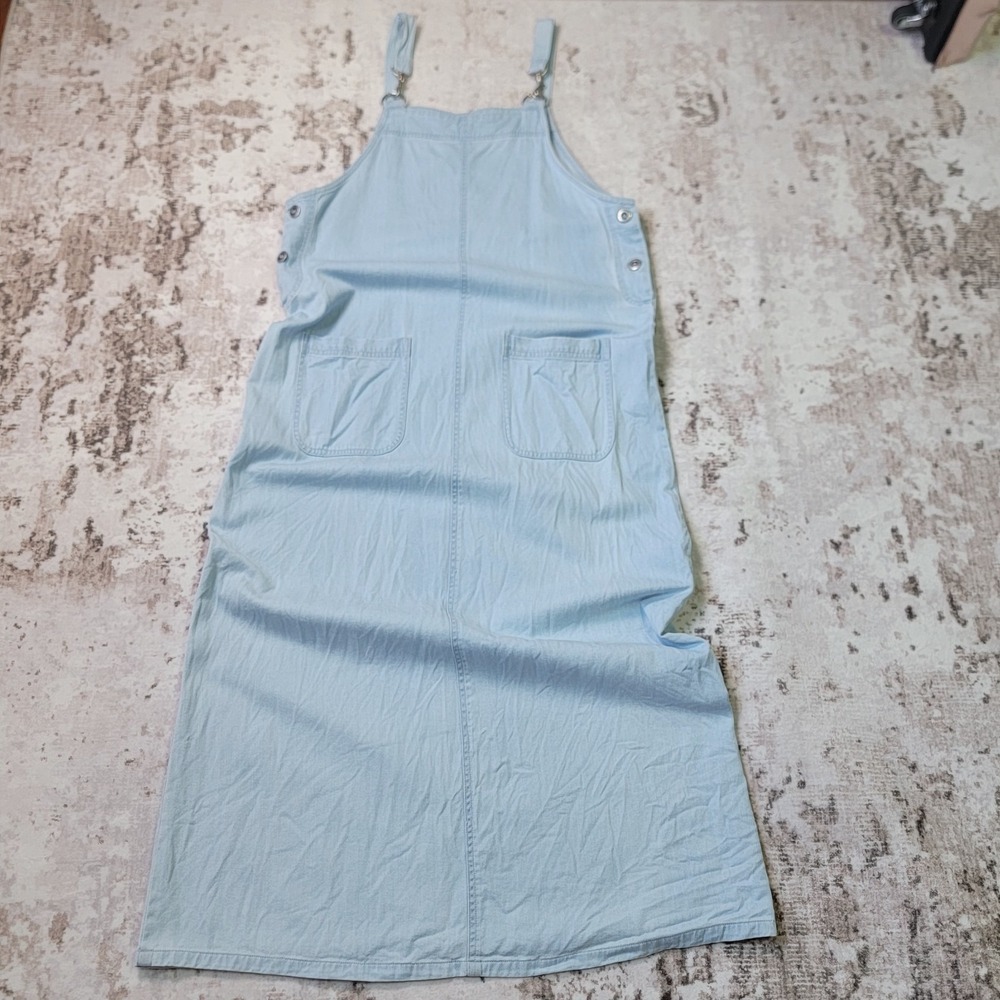 Vtg 90s Directives Denim Jumper Maxi Dress Light Wash Lyocell Blend Medium
